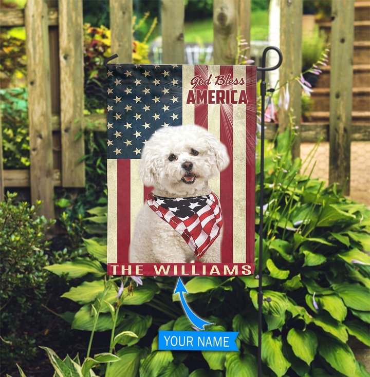 THF0140 Bichon Frisé God Bless Personalized Garden Flag