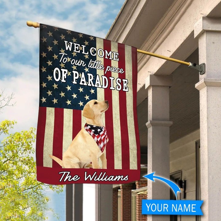 BIF20071309 Labrador Retriever Welcome To Our Paradise Personalized Flag