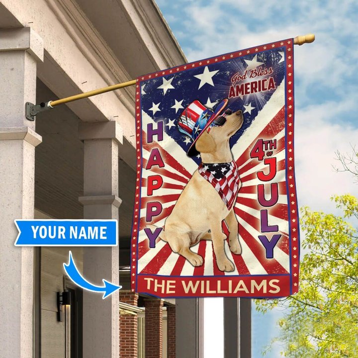 DIF6022-Labrador Retriever God bless america - 4th of july Personalized Flag