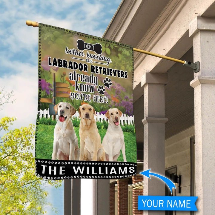 BIF1425 Labrador Retriever Don't bother knocking Personalized Flag