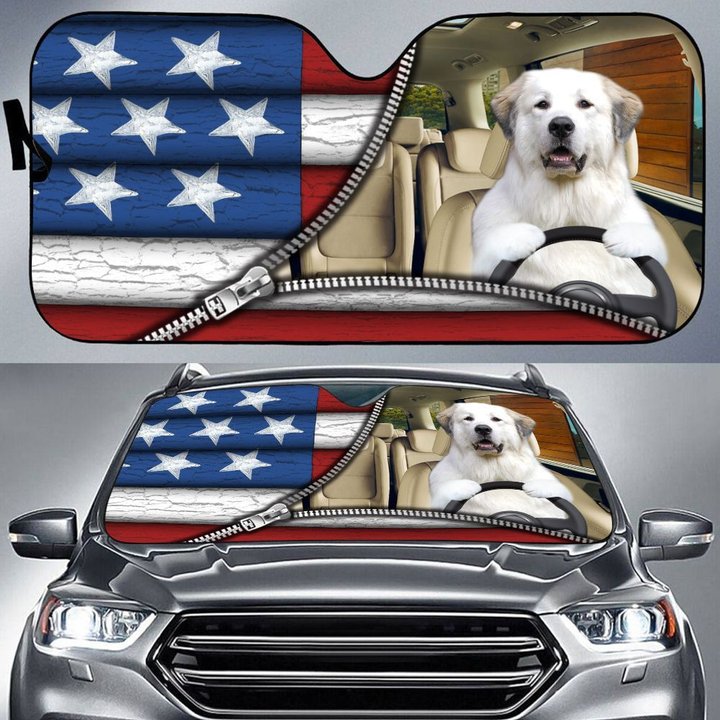 DIC4010-Great Pyrenees Car Sun shade