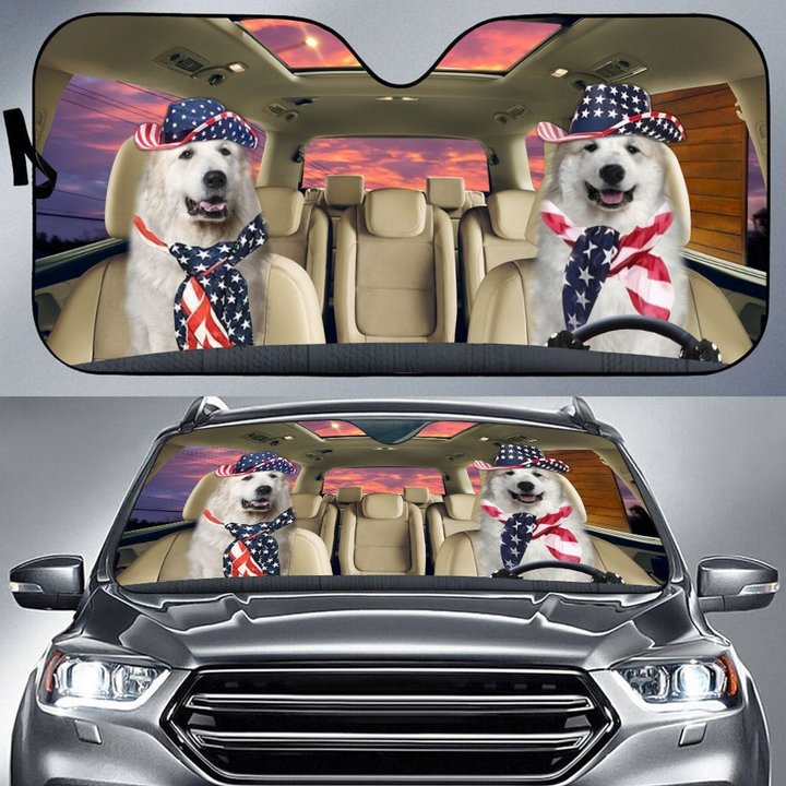 THC0122 Great Pyrenees Car Sun Shade
