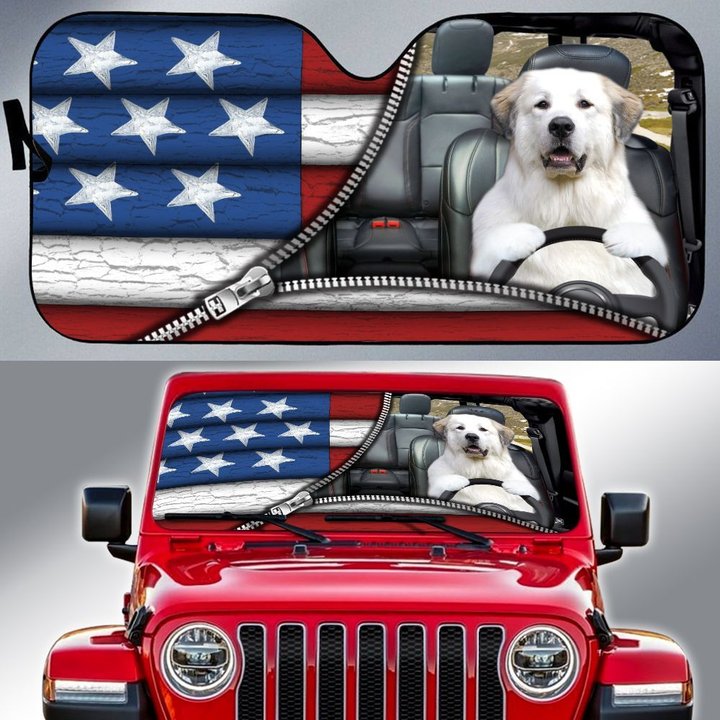 DIC0408005-Great Pyrenees-JE-EP Car Sun shade
