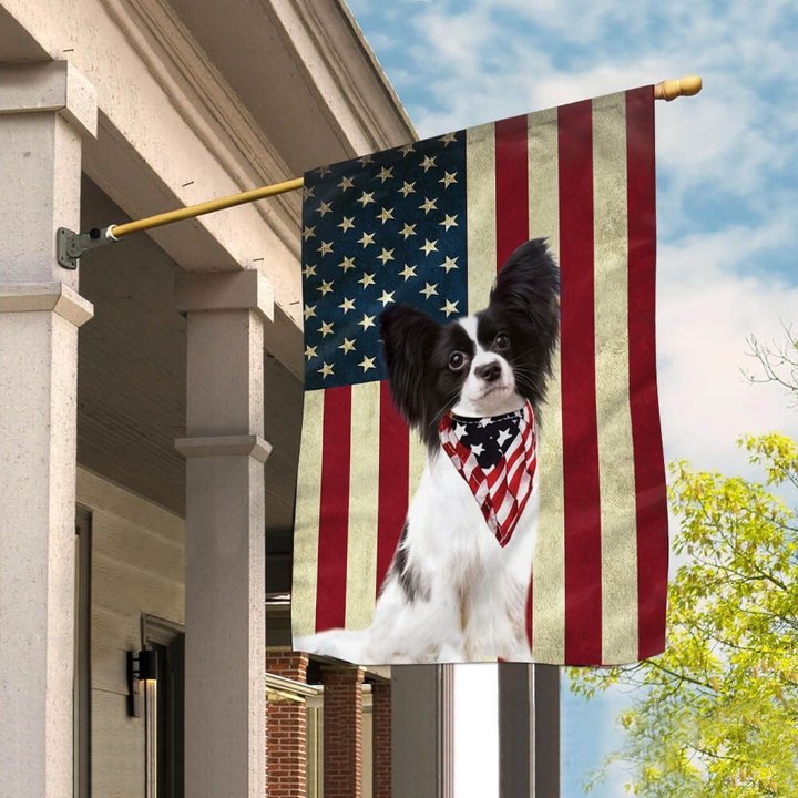 BIF0235 Papillon Dog House Flag