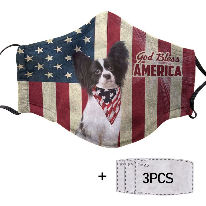 THM20072425 Papillon God Bless Face Mask