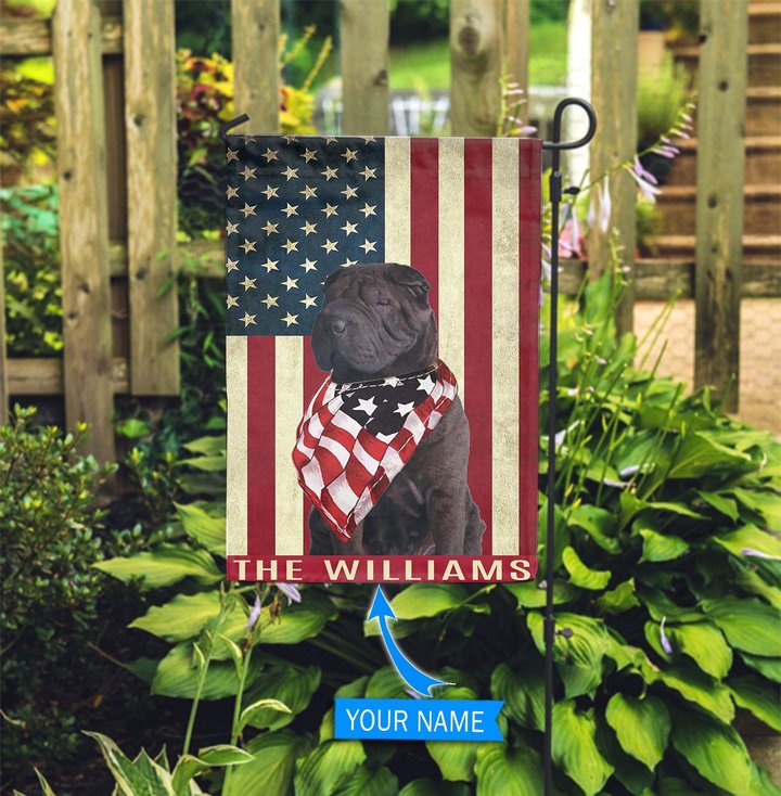 BIF1203 Black Shar pei Personalized Garden Flag