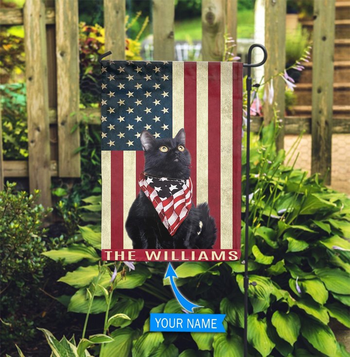 BIF0502 Black cat Personalized Garden Flag