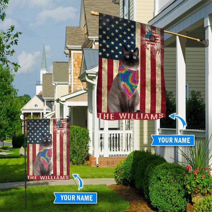 MHFMEO204 Siamese cat Hippie Personalized Flag