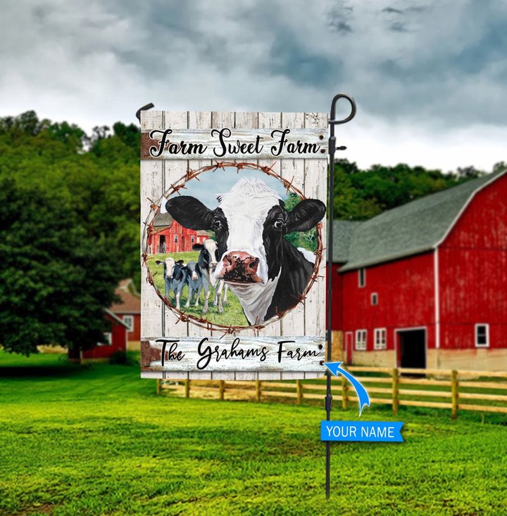HUF2001 Dairy Cattle Farm Sweet Farm Personalized Flag