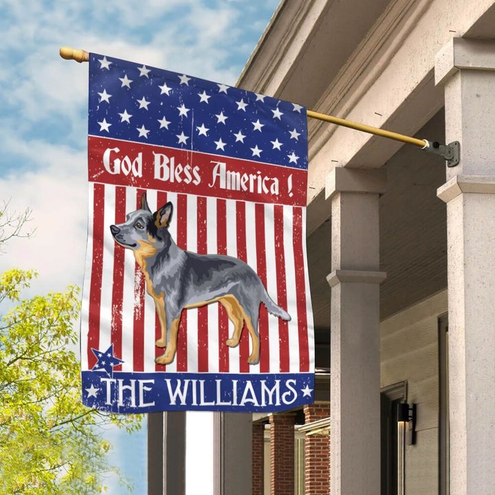 CHFD3011 Australian Cattle God Bless America Personalized Flag