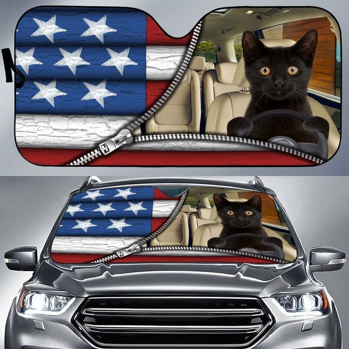 DIC4004-Black Cat Car Sun shade