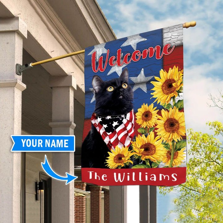DIF12003- Black Cat Personalized Flag