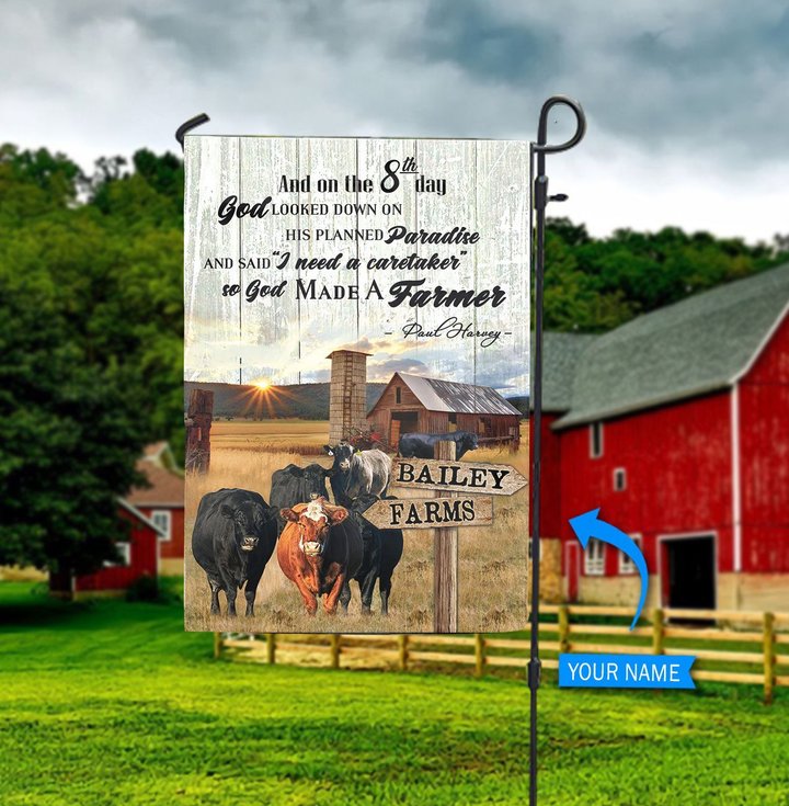 BIF20072305 Angus Cattles So God Made A Farmer Personalized Flag