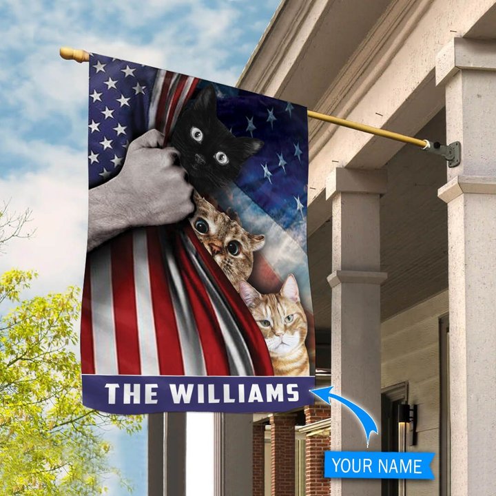 HUFCAT1006 Cat Personalized Flag