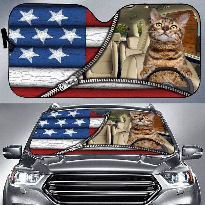 DIC4035-Bengal cat Car Sun shade