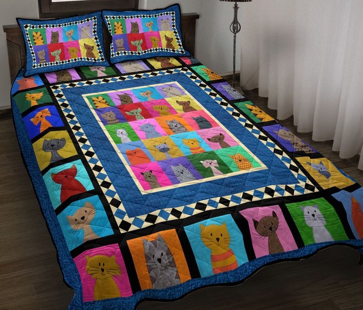THE5067 Cat Quilt Bed Set