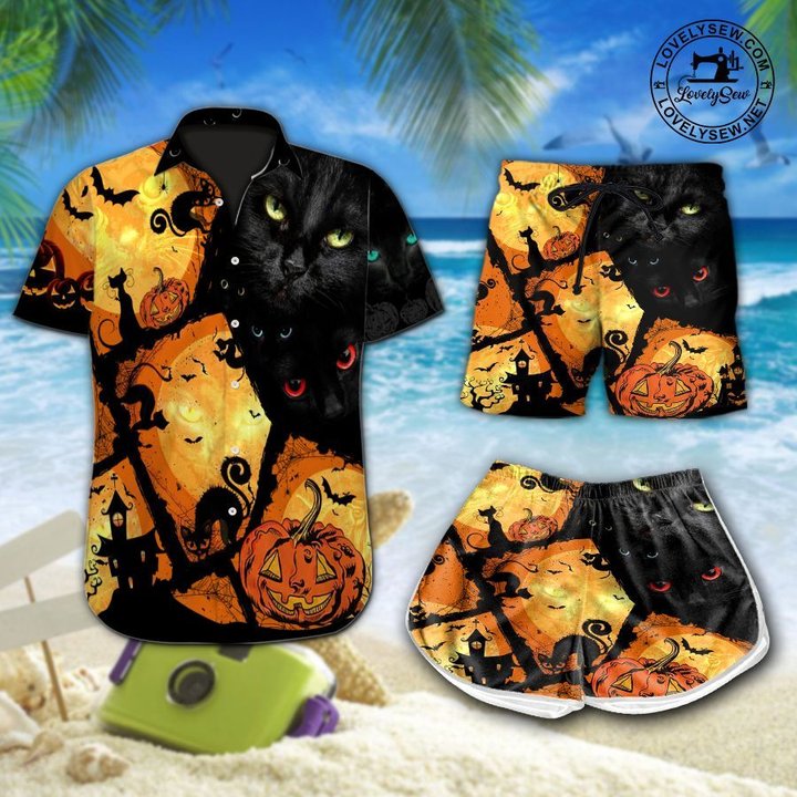 Black cats Men-Women Hawaii Set DIO21071701-DIT21071701