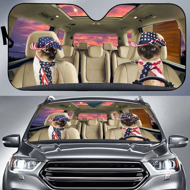 THC0127 Siamese Cat Car Sun Shade