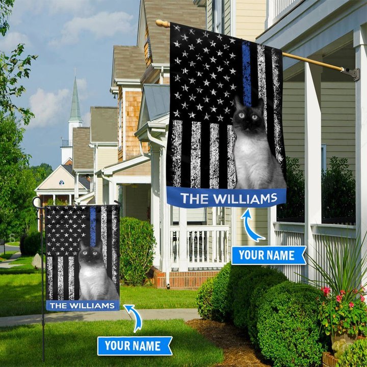 BIF1711 Siamese Cat Police Personalized Flag
