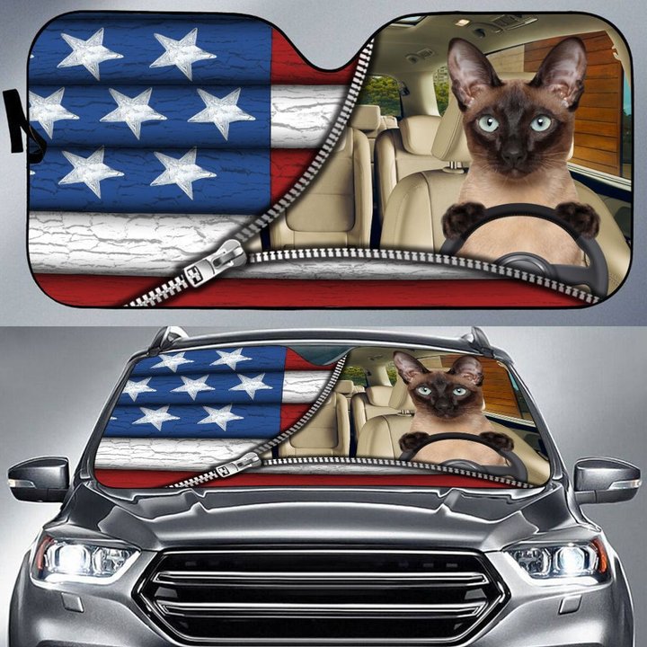 DIC4033-Siamese cat Car Sun shade