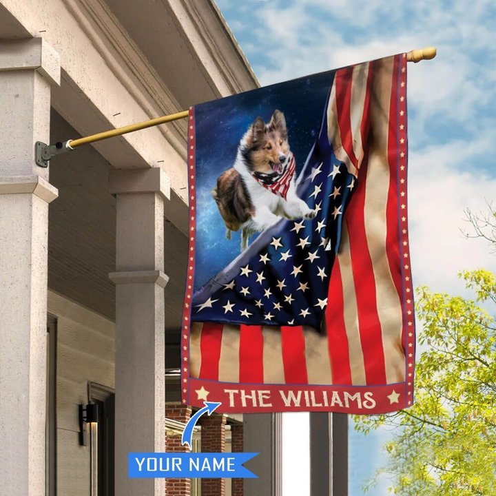 CHFD1043 Shetland Sheepdog Personalized House Flag