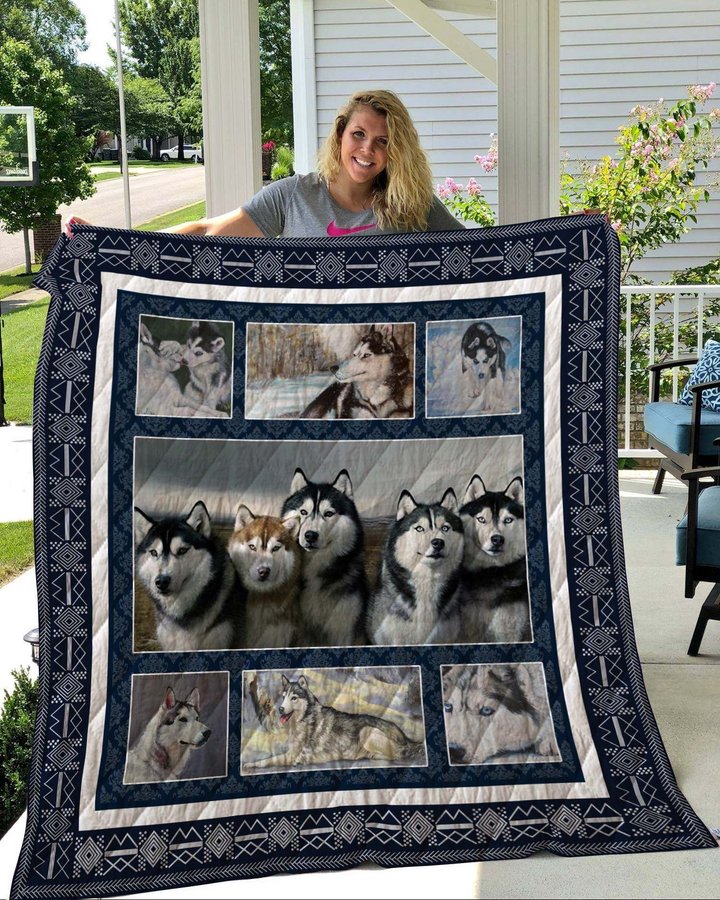 QUI71001 Siberian Husky Quilt Blanket