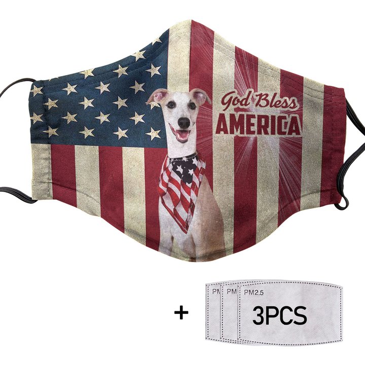 THM20072437 Whippet God Bless Face Mask