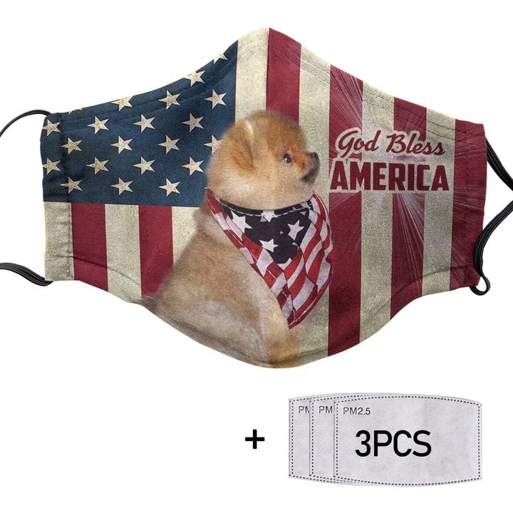 THM20072428 Pomeranian God Bless Face Mask