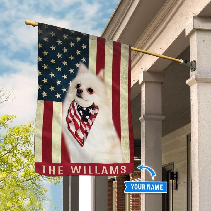 BIF1319 white Pomeranian personalized flag