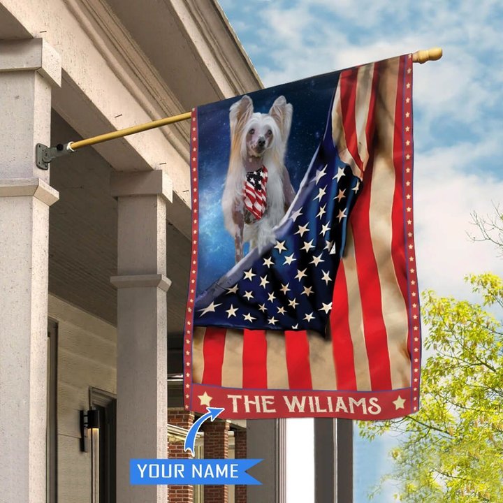 CHFD1032 Chinese Crested Dog Personalized House Flag