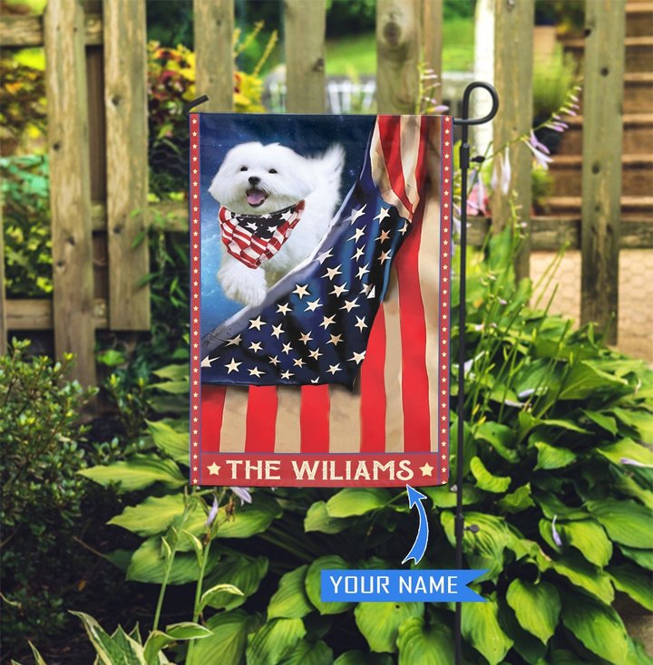 CHFD0209 Maltese Personalized Garden Flag