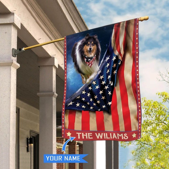 CHFD1041 Rough Collie Personalized House Flag