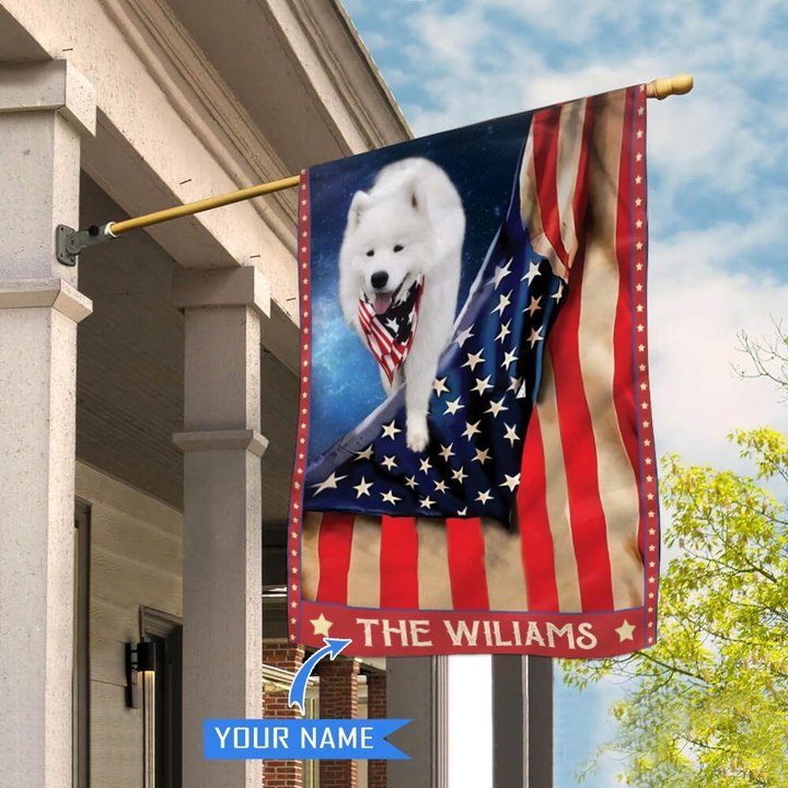 CHFD1042 Samoyed Personalized House Flag