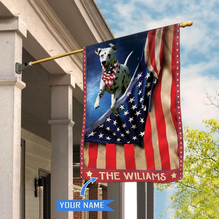 CHFD1034 Dalmatian Personalized House Flag