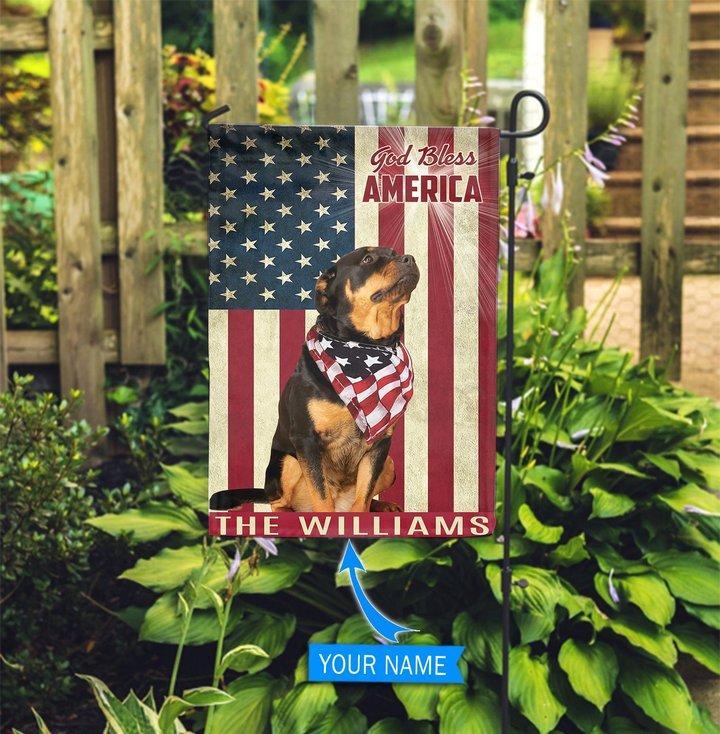 THF0153 Rottweiler God Bless Personalized Garden Flag