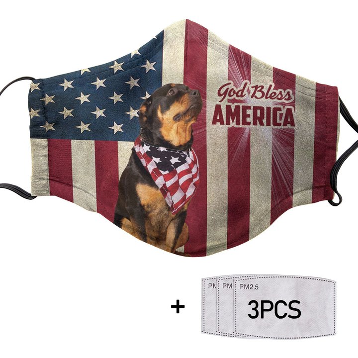 THM20072430 Rottweiler God Bless Face Mask