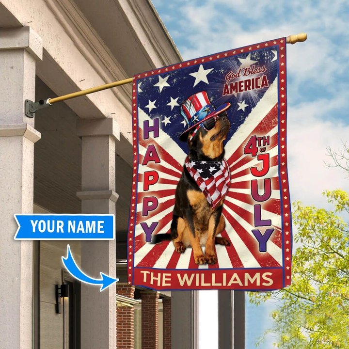 DIF6027-Rottweiler God bless america - 4th of july Personalized Flag