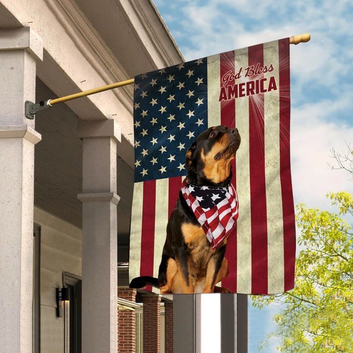 THF0131 Rottweiler God Bless House Flag