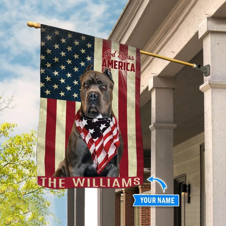 THF0212 Cane Corso God Bless America Personalized Flag