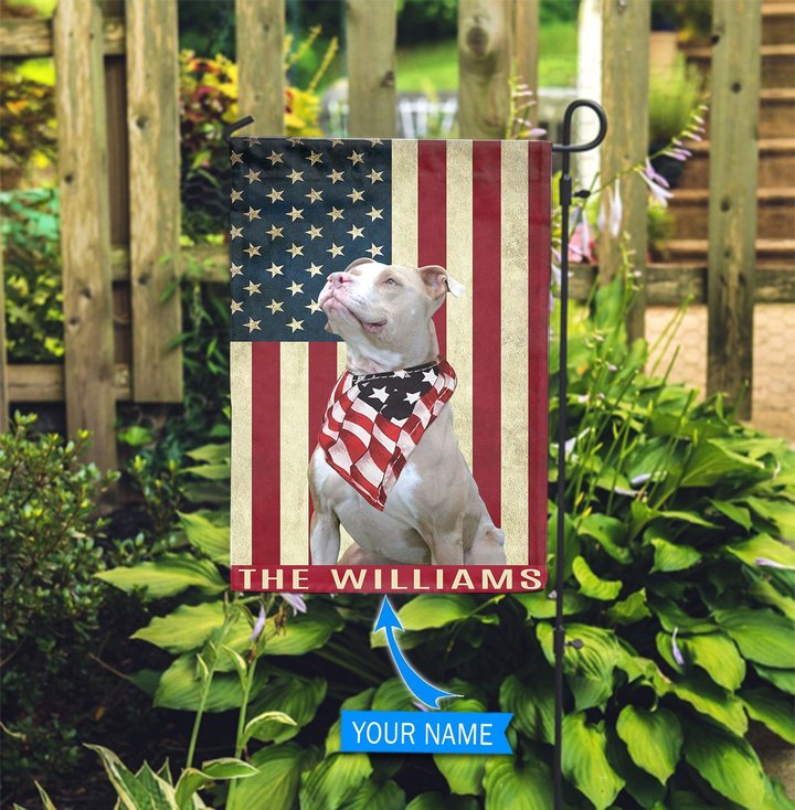 BIF0807 American Pit Bull Terrier Personalized Garden Flag