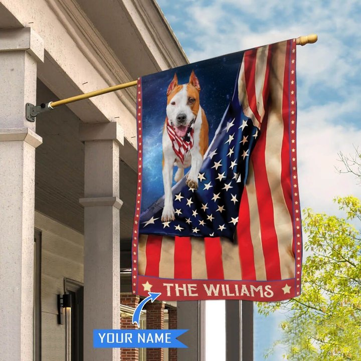 CHFD1025 American Staffordshire Terrier Personalized House Flag