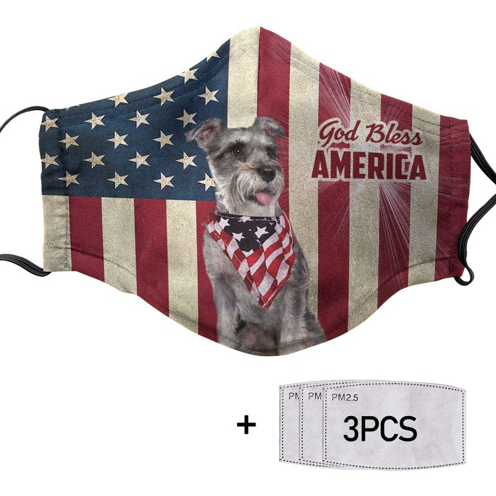THM20072423 Miniature Schnauzer God Bless Face Mask