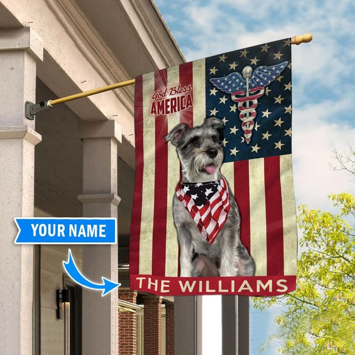 DIF7009-Miniature Schnauzer-Nurses- Personalized Flag