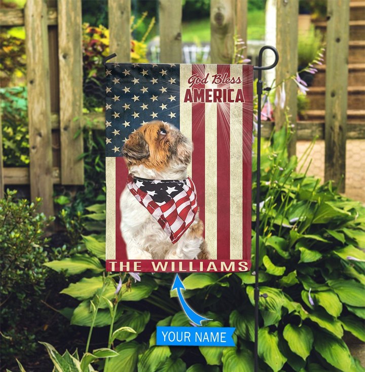 THF0155 Shih Tzu God Bless Personalized Garden Flag