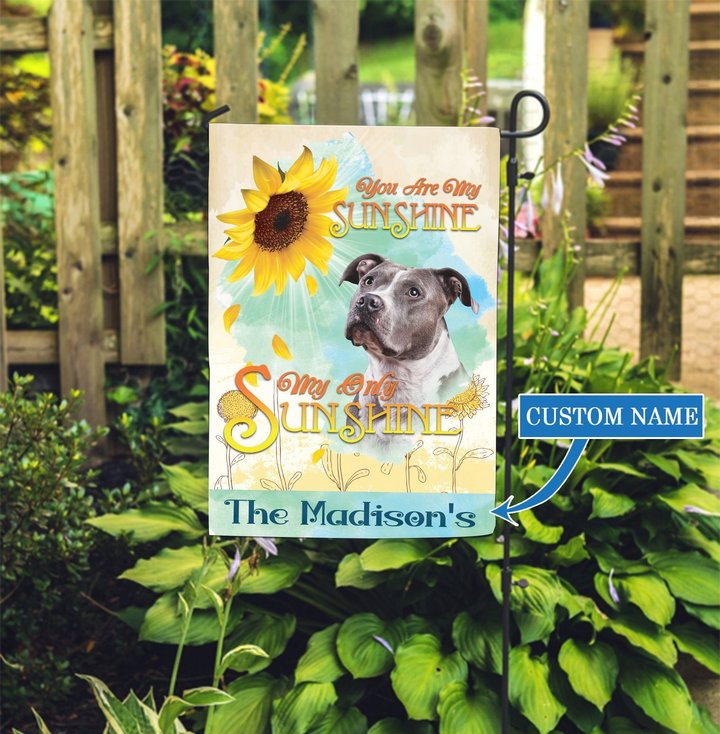 DUF0101 American Pit Bull Sunflower Personalized Garden Flag