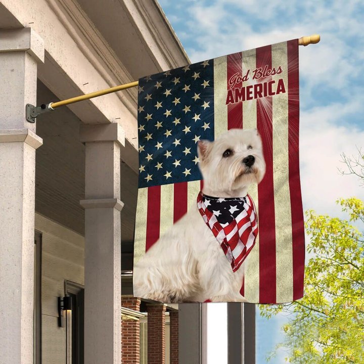 THF0134 West Highland White Terrier God Bless House Flag