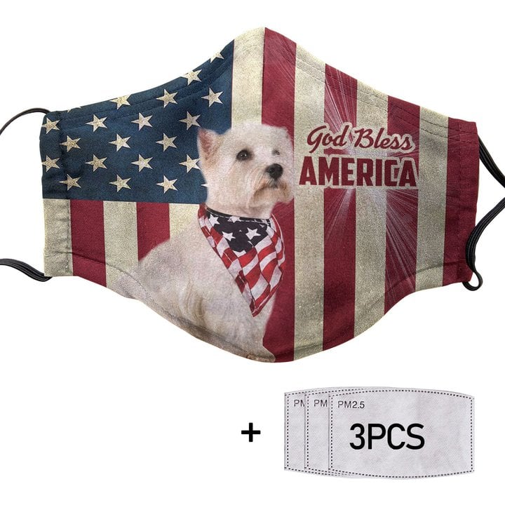 THM20072436 West Highland White Terrier God Bless Face Mask