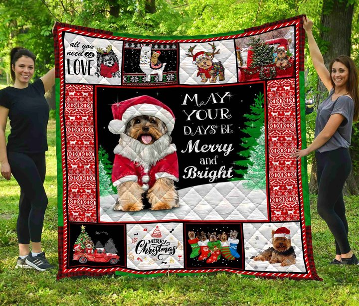 DDQ121105 Yorkshire Terrier Xmas Quilt Blanket
