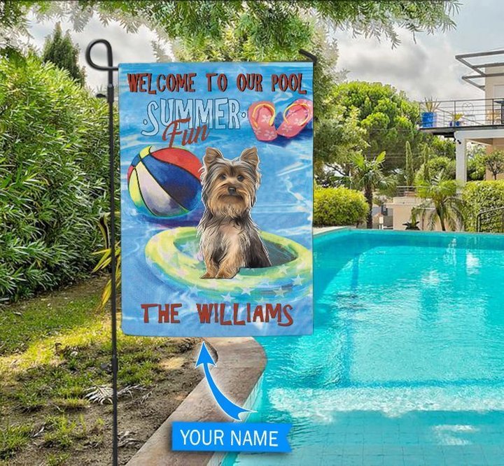 DIFP1008-Yorkshire Terrier Personalized Flag For Pools