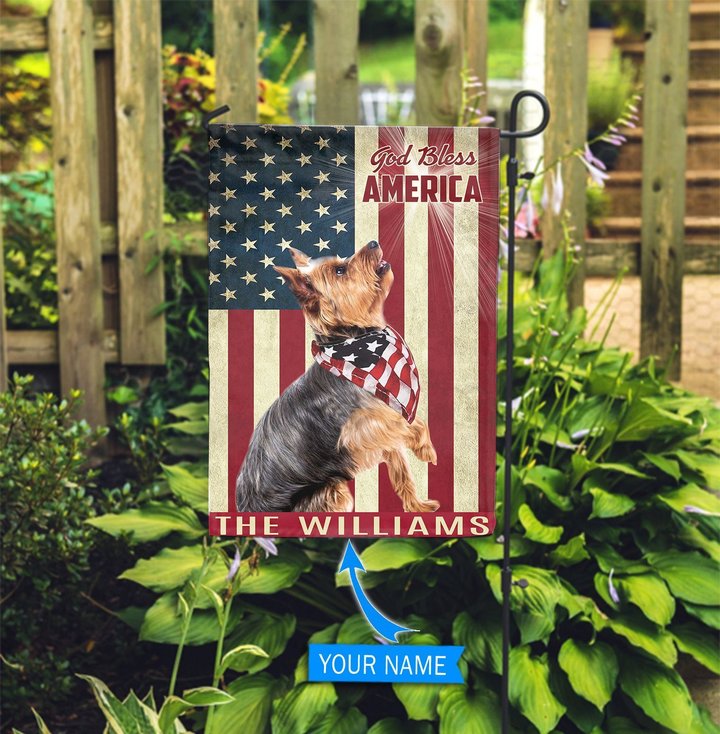 THF0157 Yorkshire Terrier God Bless Personalized Garden Flag